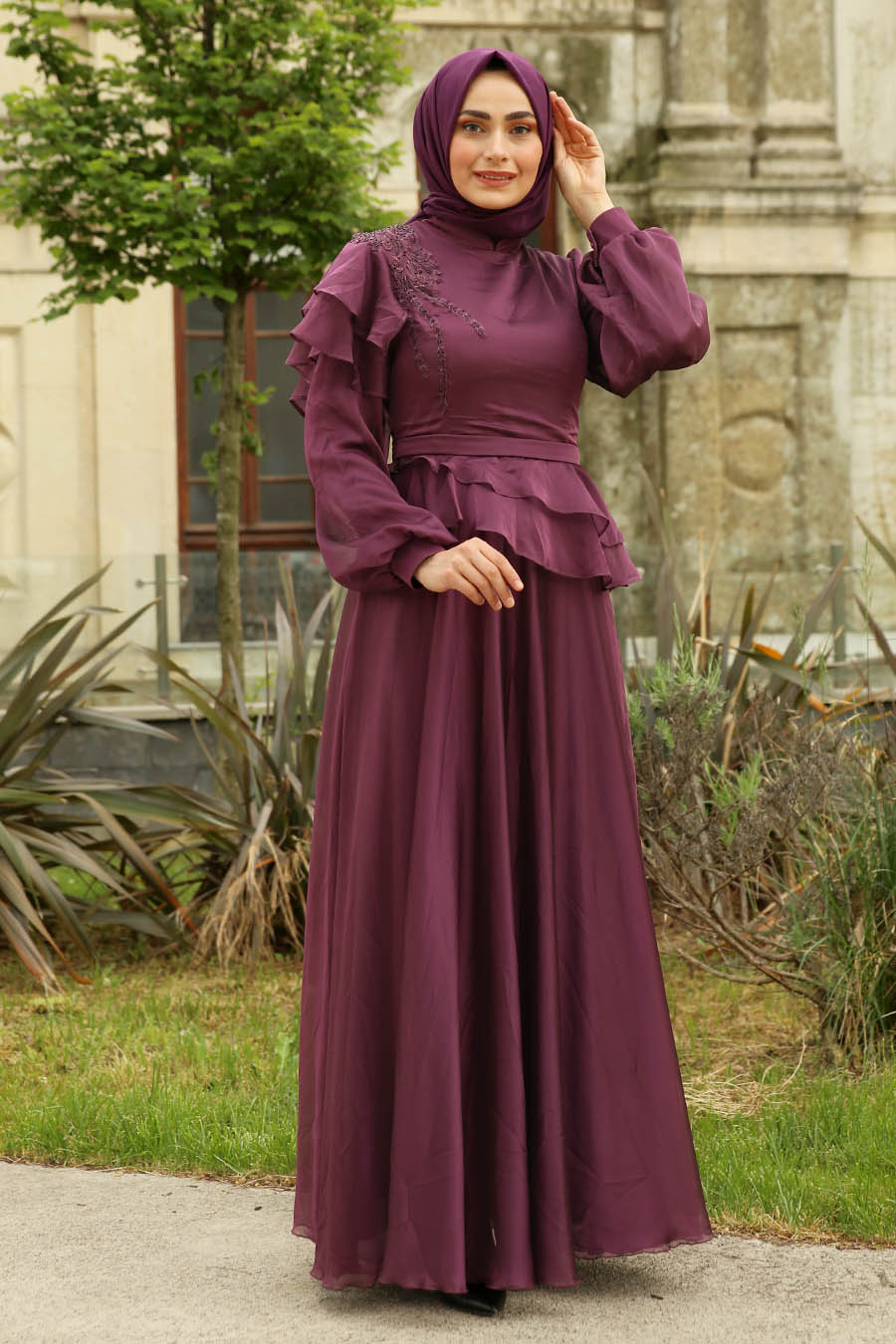 ROSE COLOR EVENING DRESS 