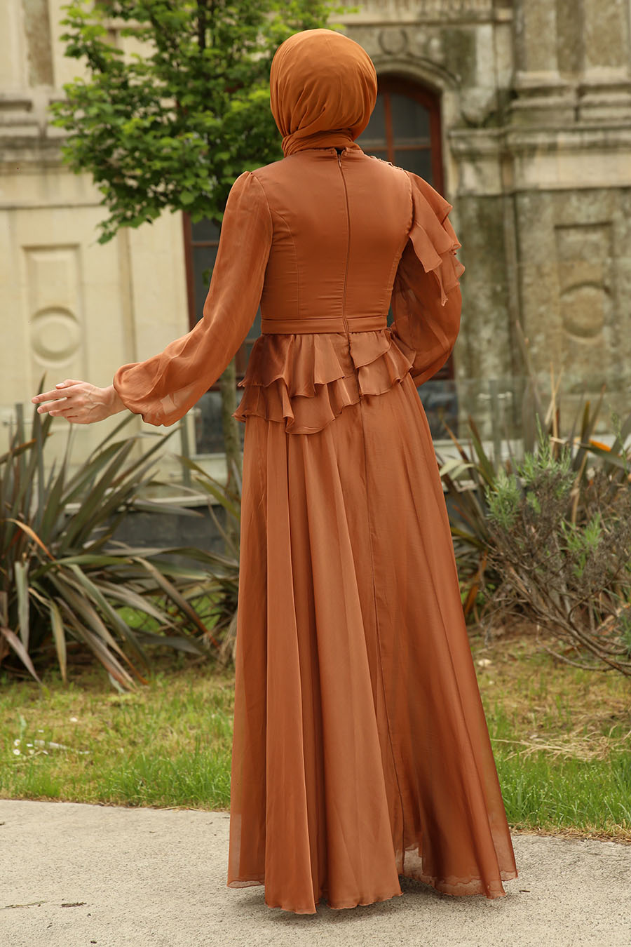TAN COLOR EVENING DRESS 