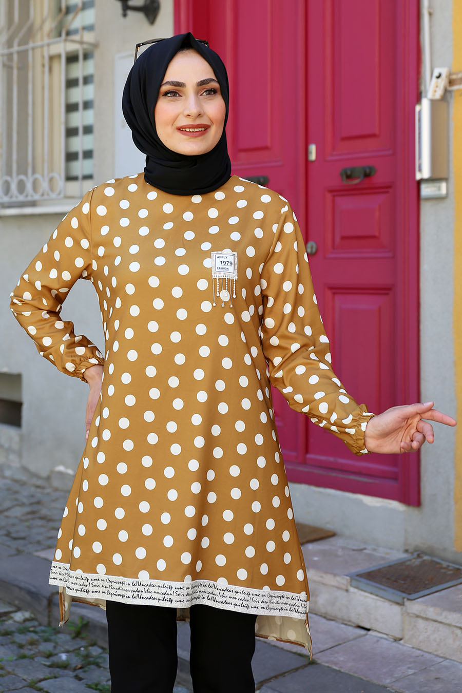 PATTERNED MUSTARD TUNIC 