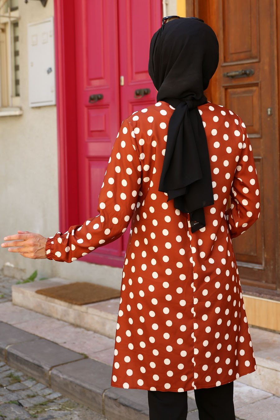 PATTERNED BRICK COLOR TUNIC 