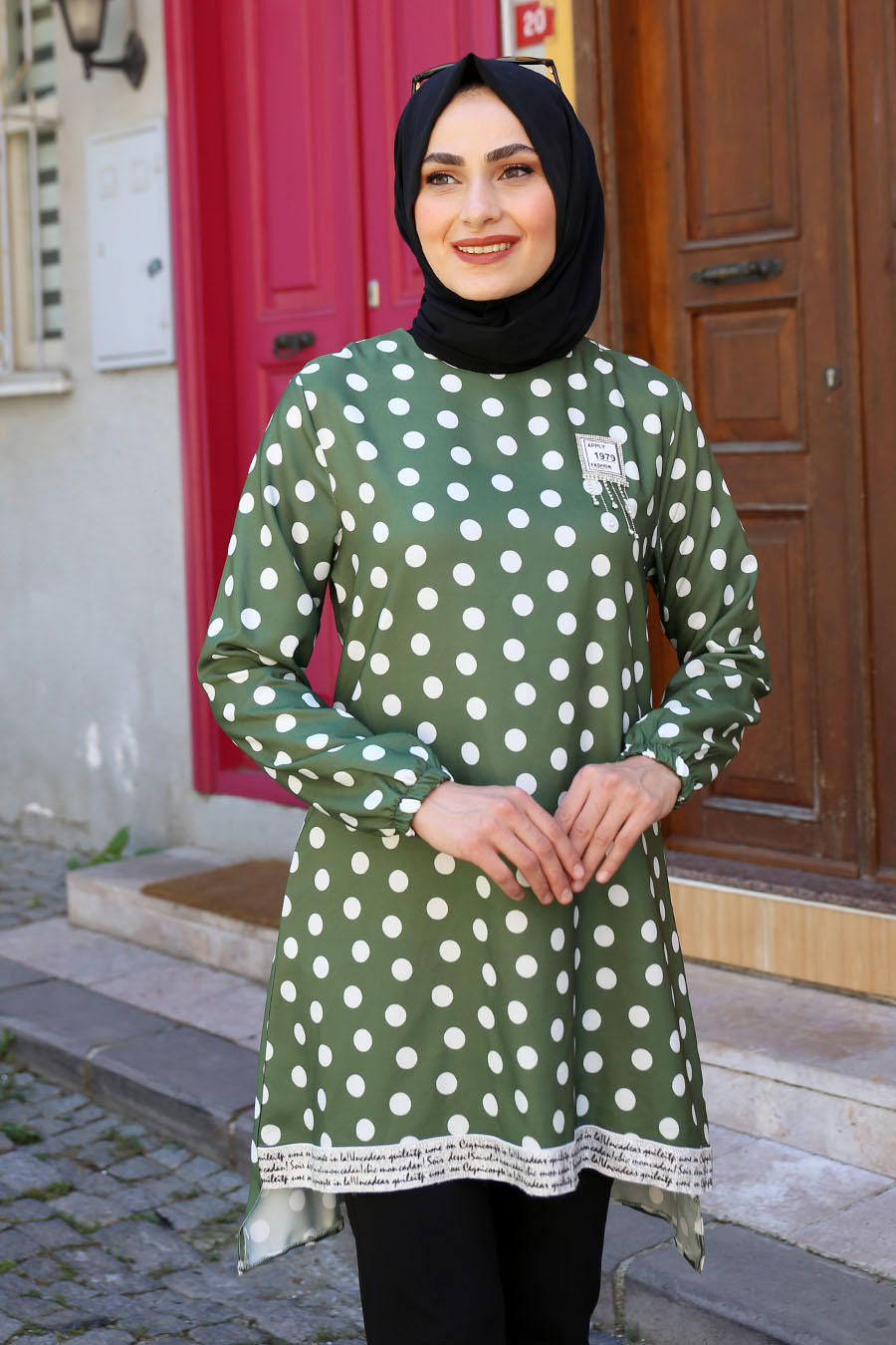PATTERNED GREEN TUNIC 