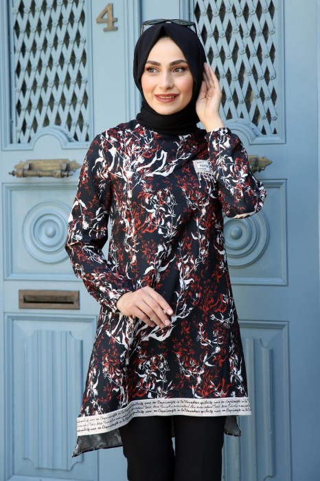 PATTERNED BLACK TUNIC