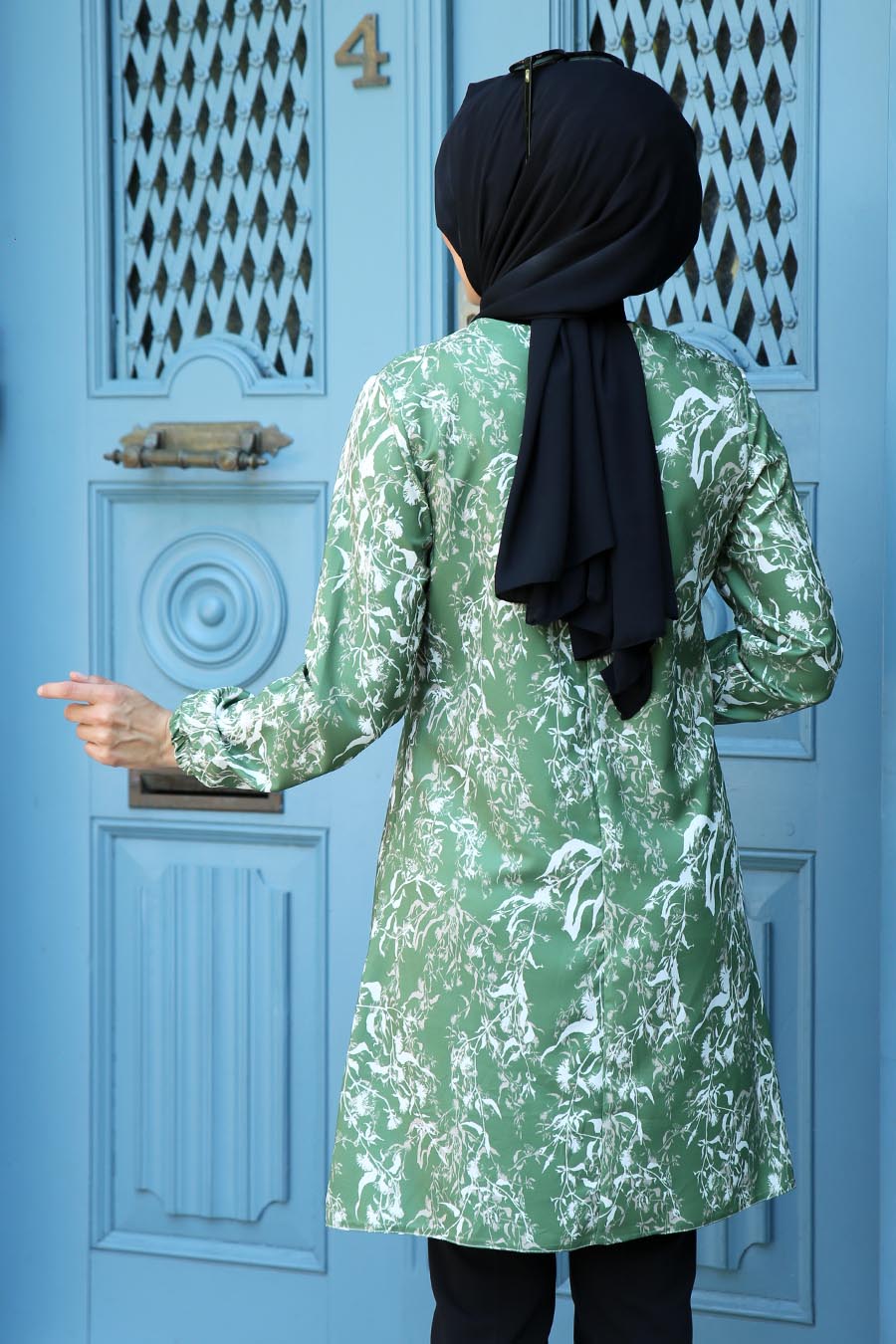 PATTERNED GREEN TUNIC 