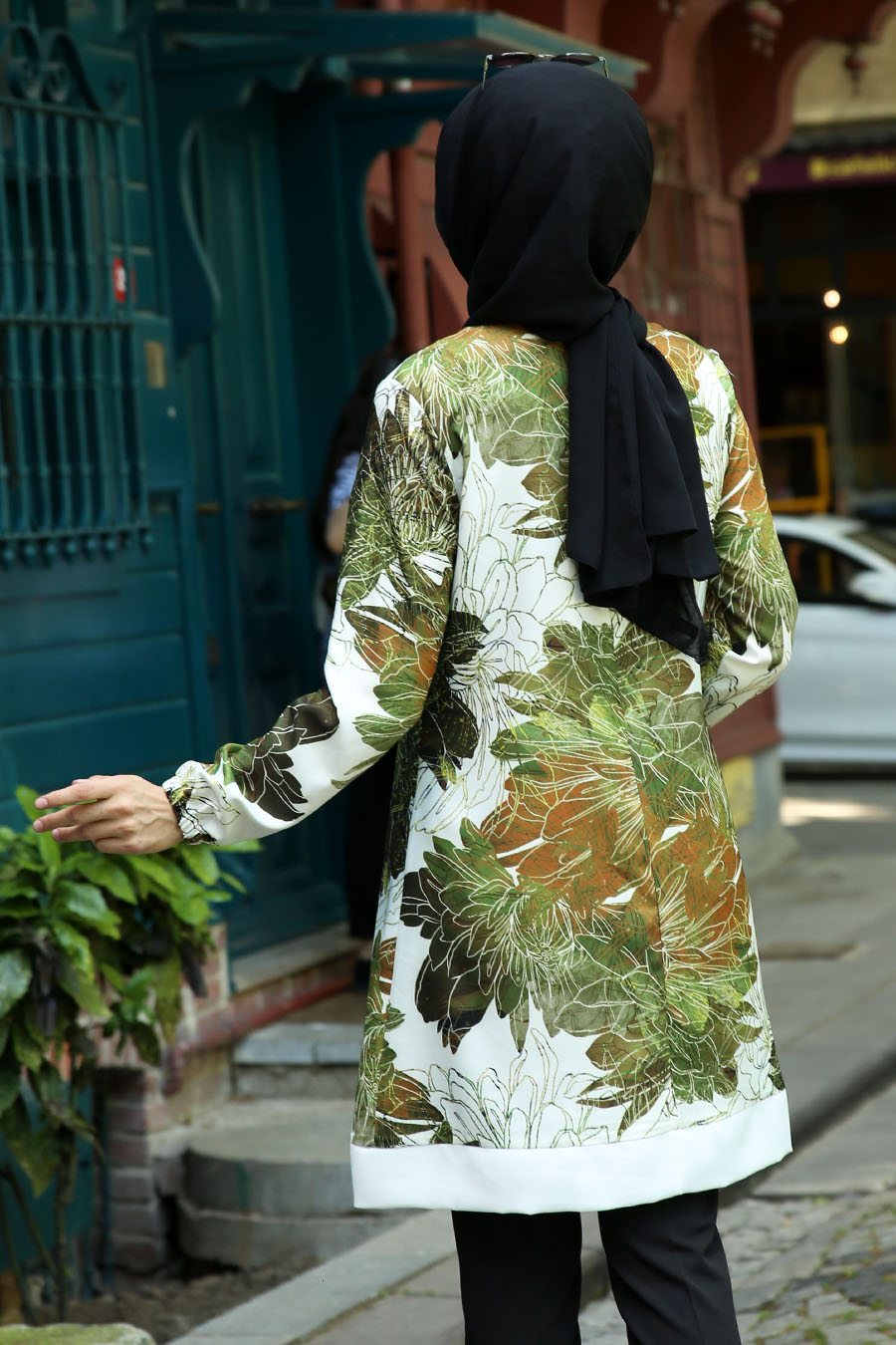 FLOWER PATTERNED KHAKI TUNIC 