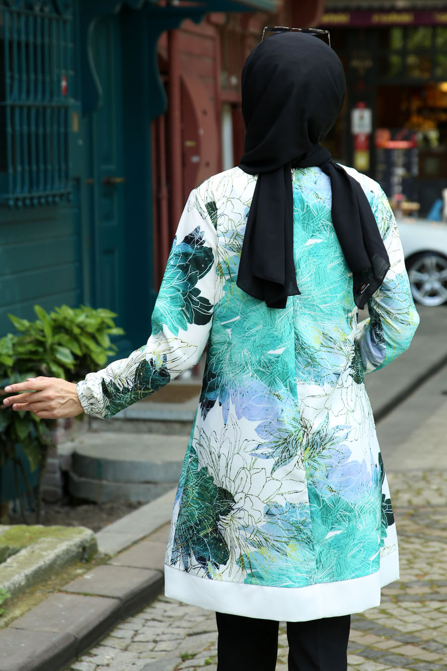 FLOWER PATTERNED MINT TUNIC 