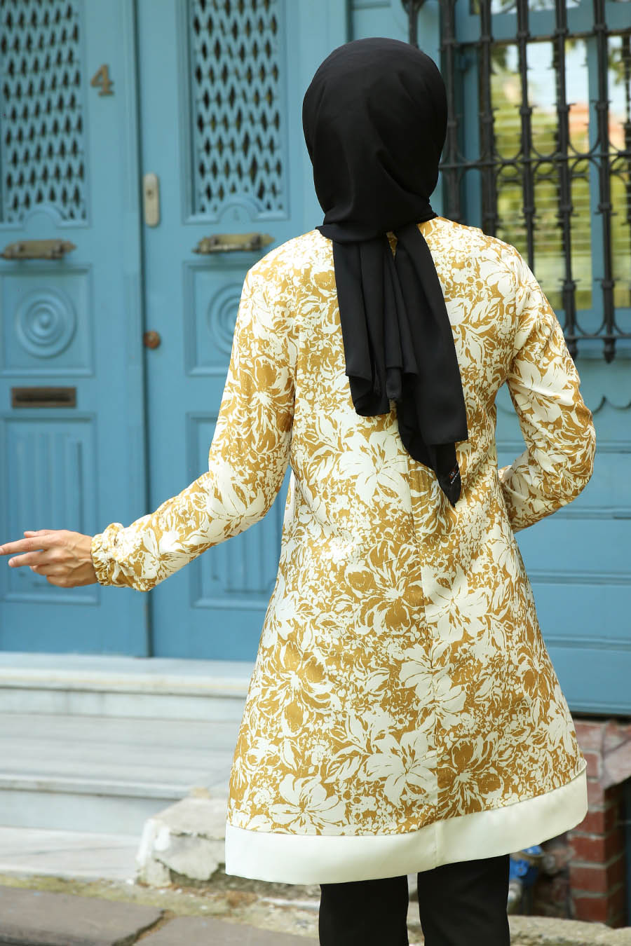 FLOWER PATTERNED YELLOW COLOR TUNIC