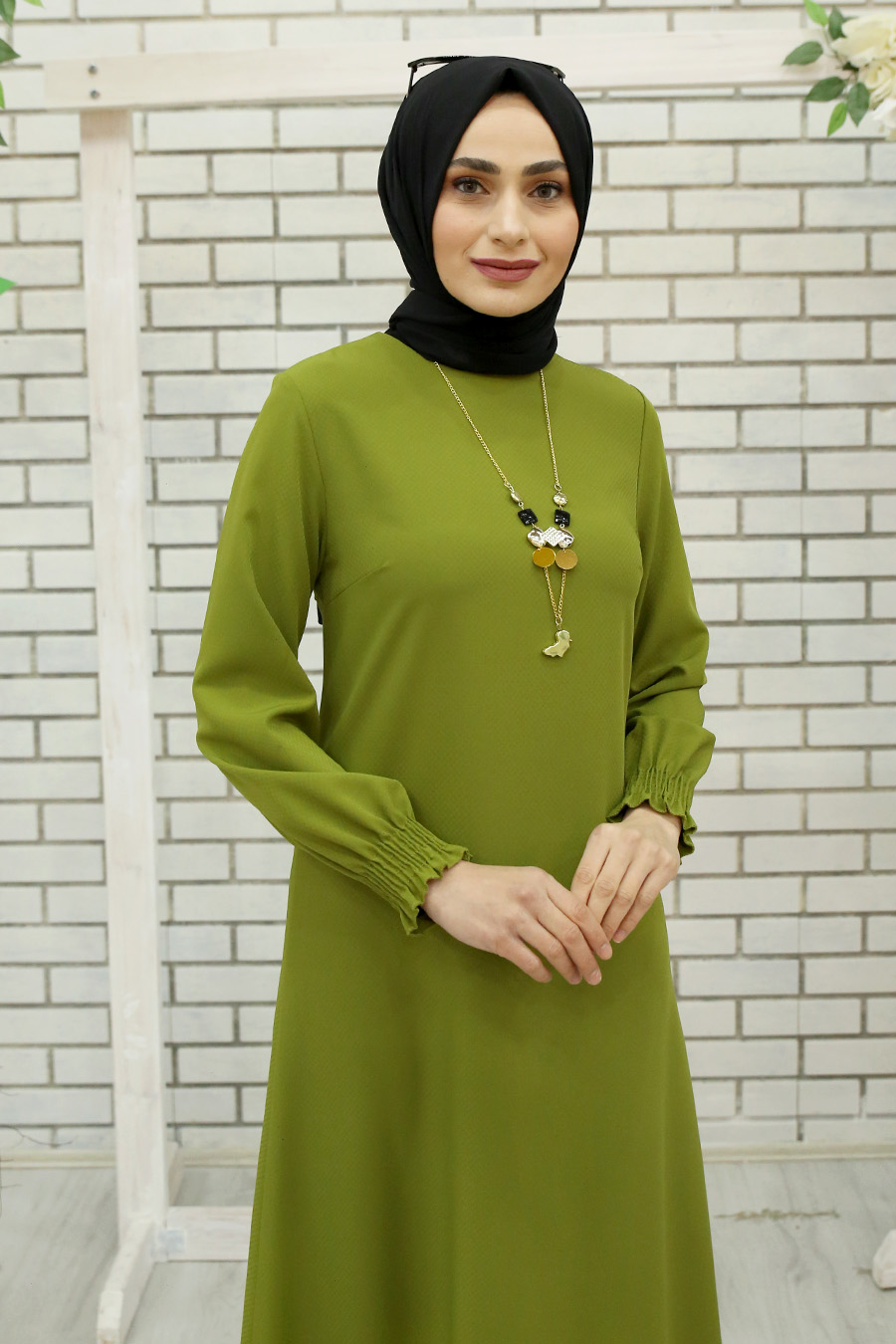OIL GREEN DRESS  