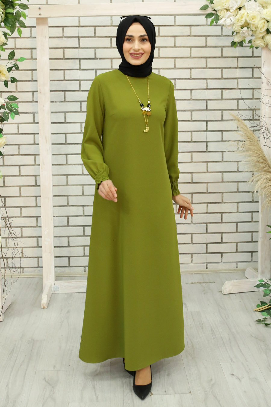 OIL GREEN DRESS  