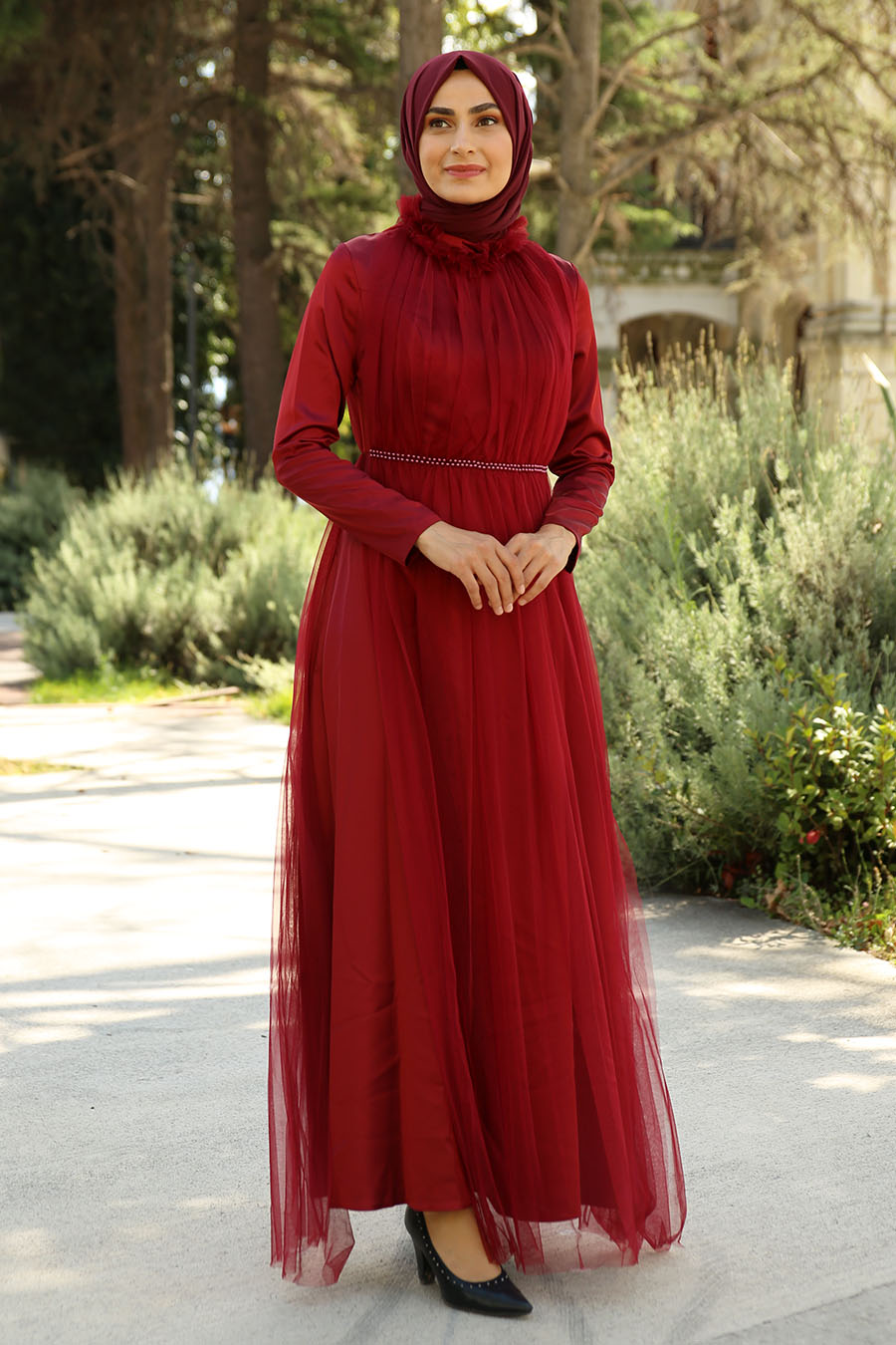 CLARET RED EVENING DRESS