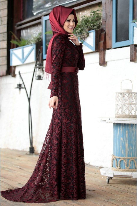 CLARET RED EVENING DRESS