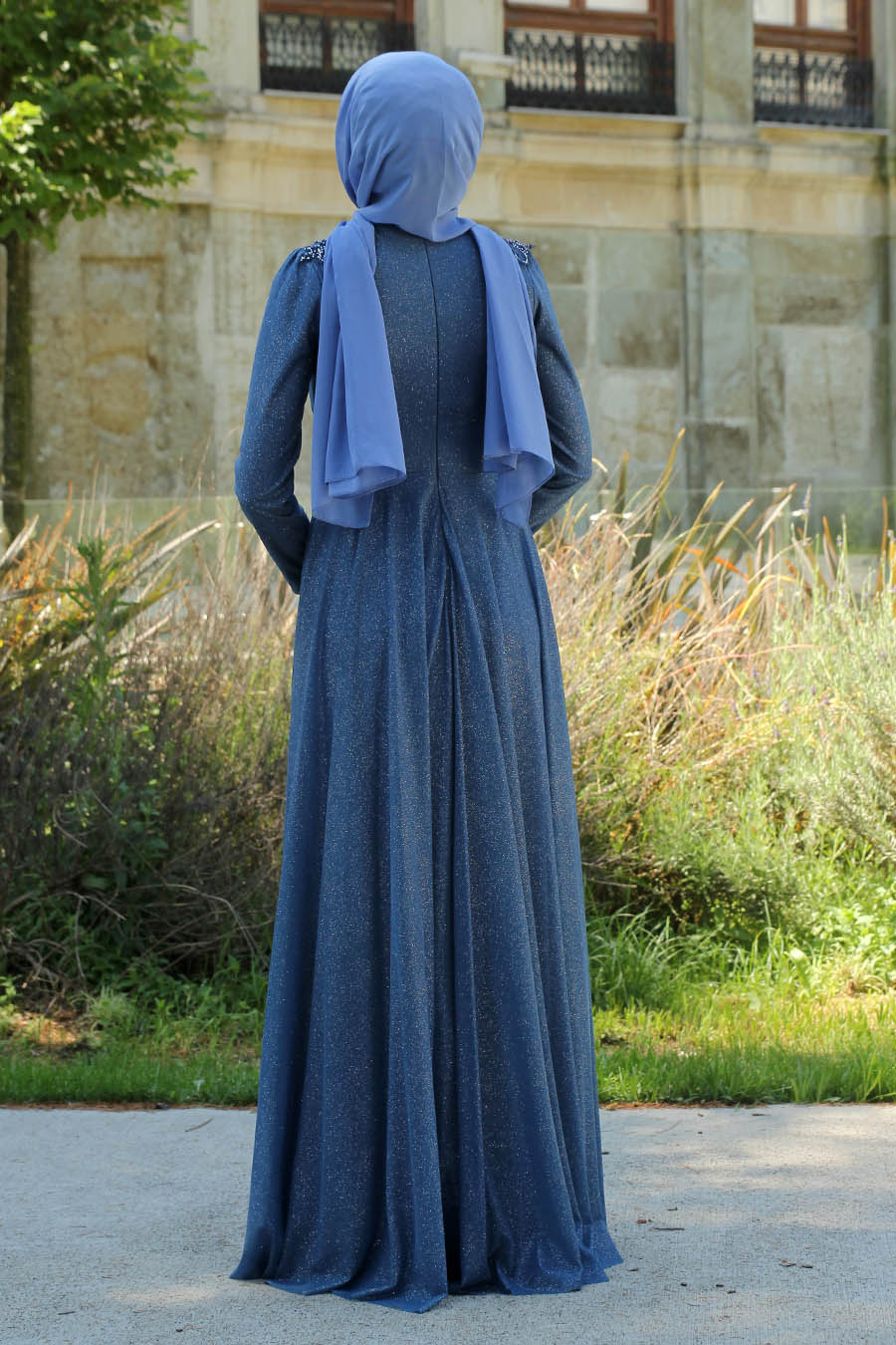 indigo evening gown