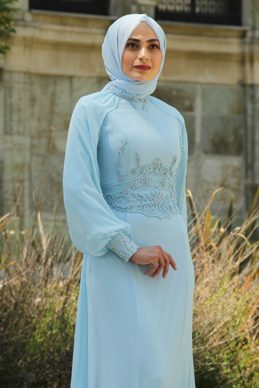 baby blue evening gown