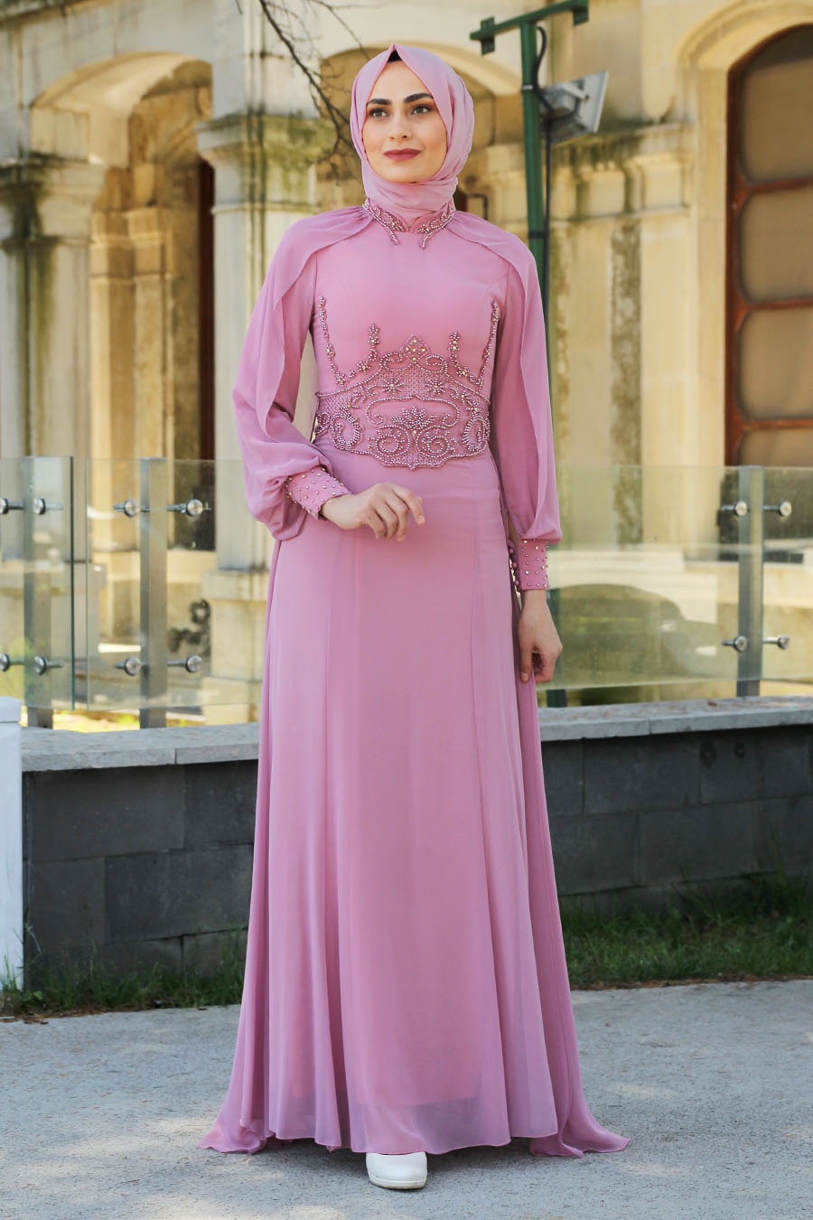 ROSE COLOR EVENING DRESS 