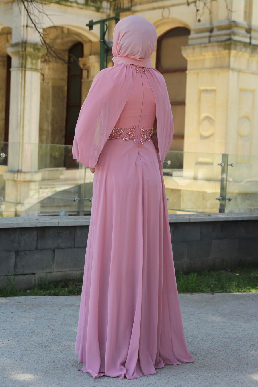 ROSE COLOR EVENING DRESS 