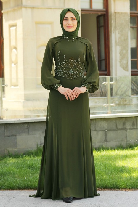 KHAKI EVENING DRESS