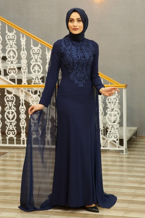 NAVY BLUE EVENING DRESS 