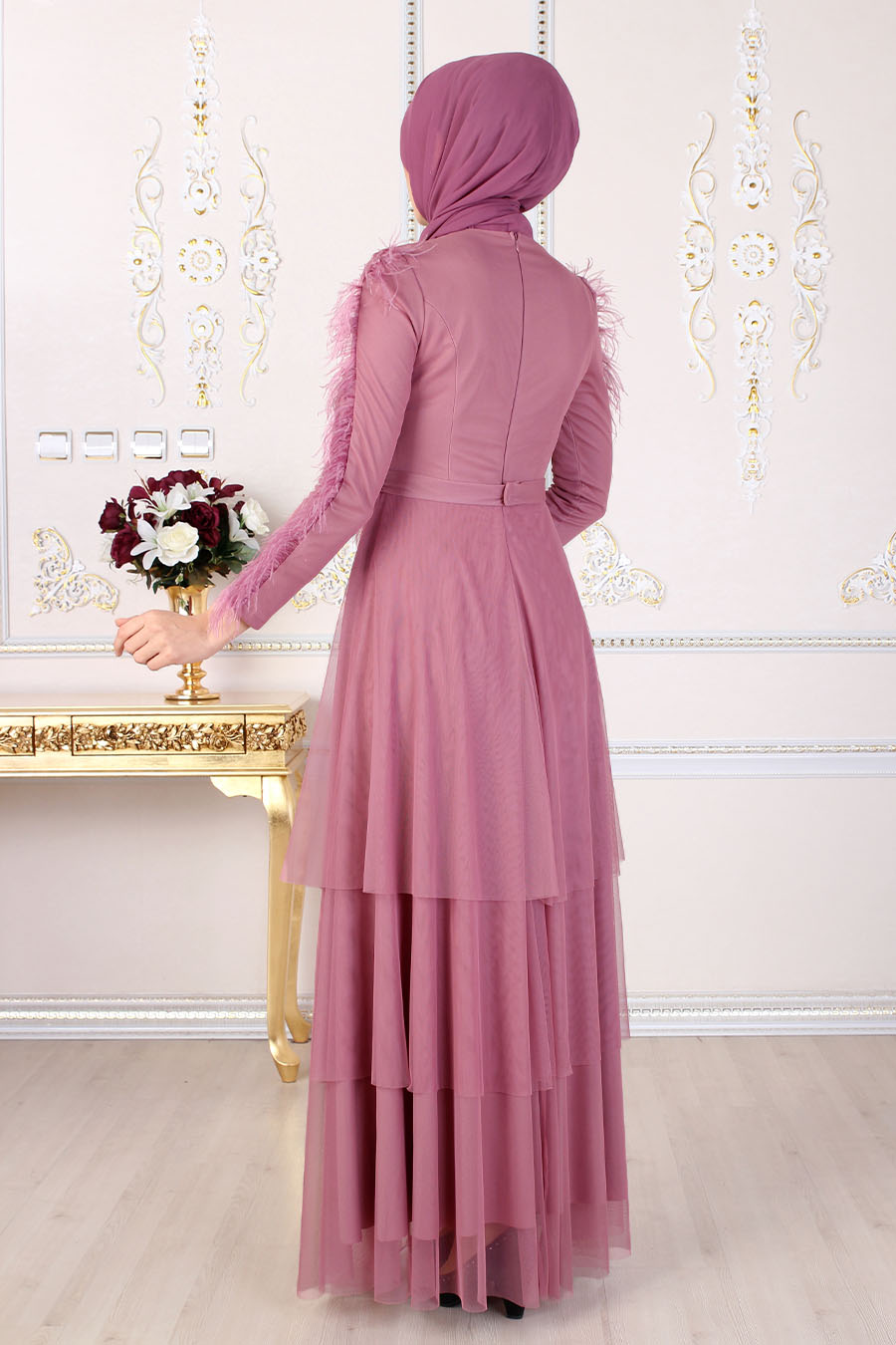 ROSE COLOR EVENING DRESS