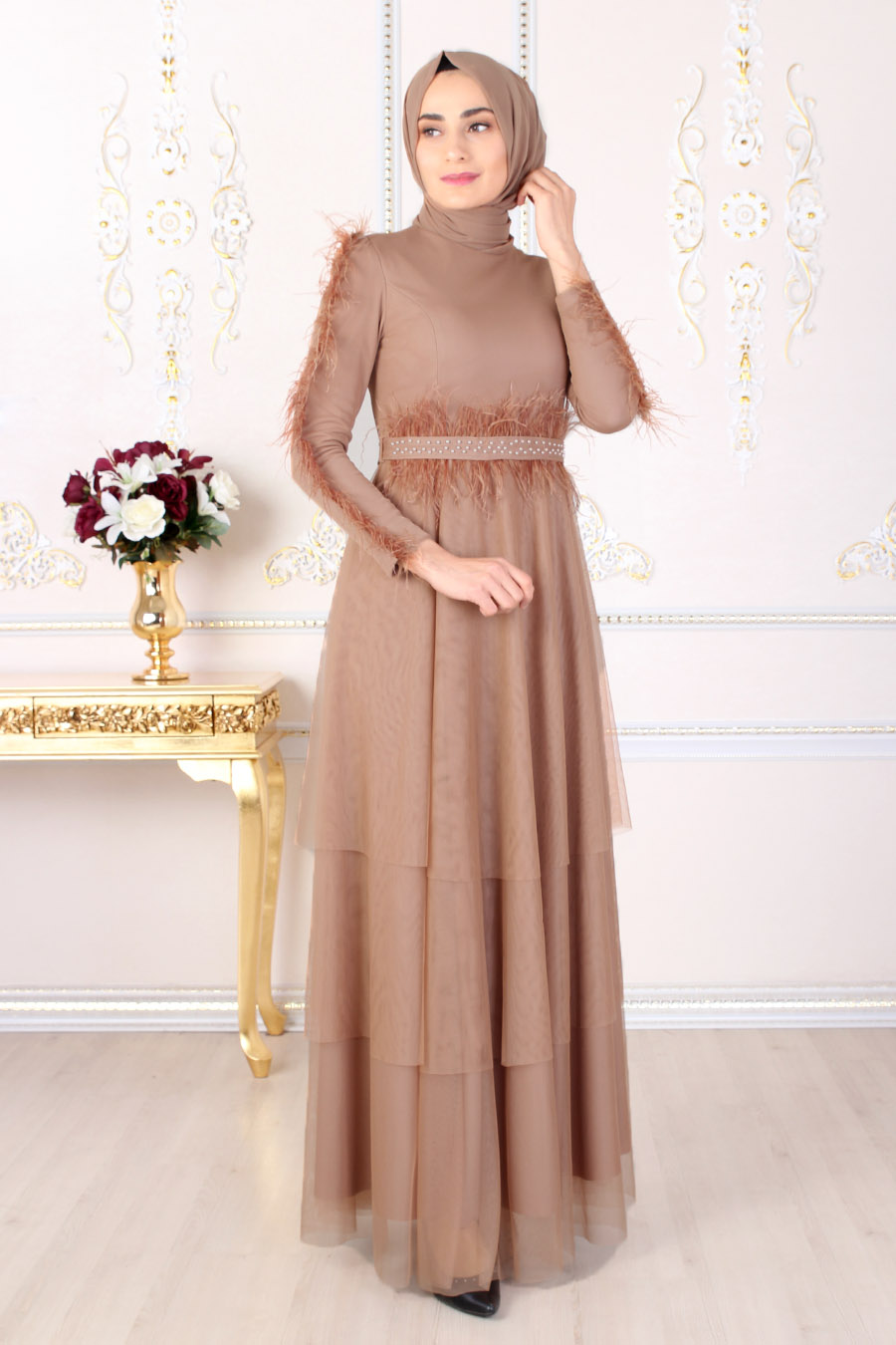 gold evening wear