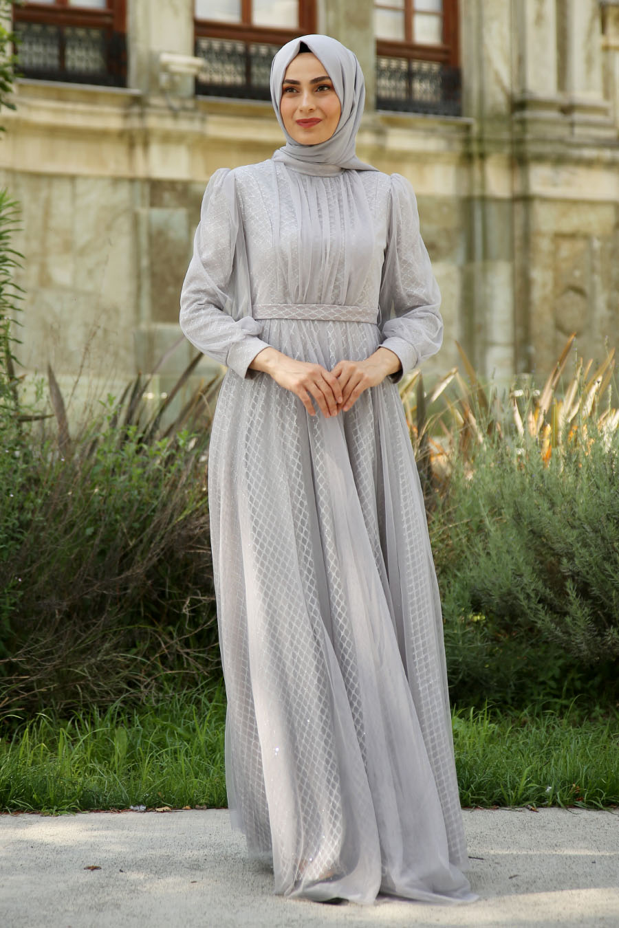 SILVERY GREY EVENING DRESS