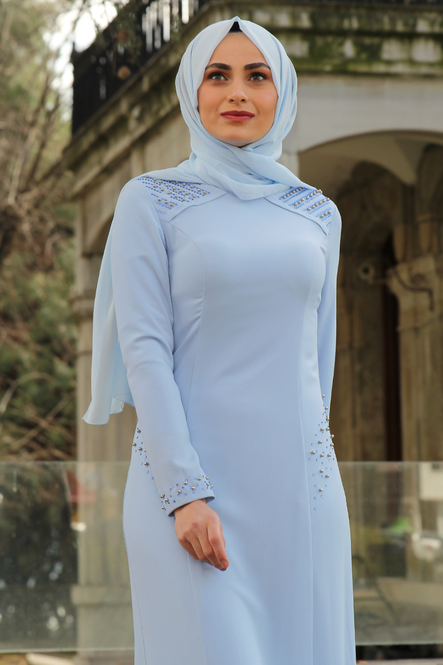 ICE BLUE EVENING DRESS