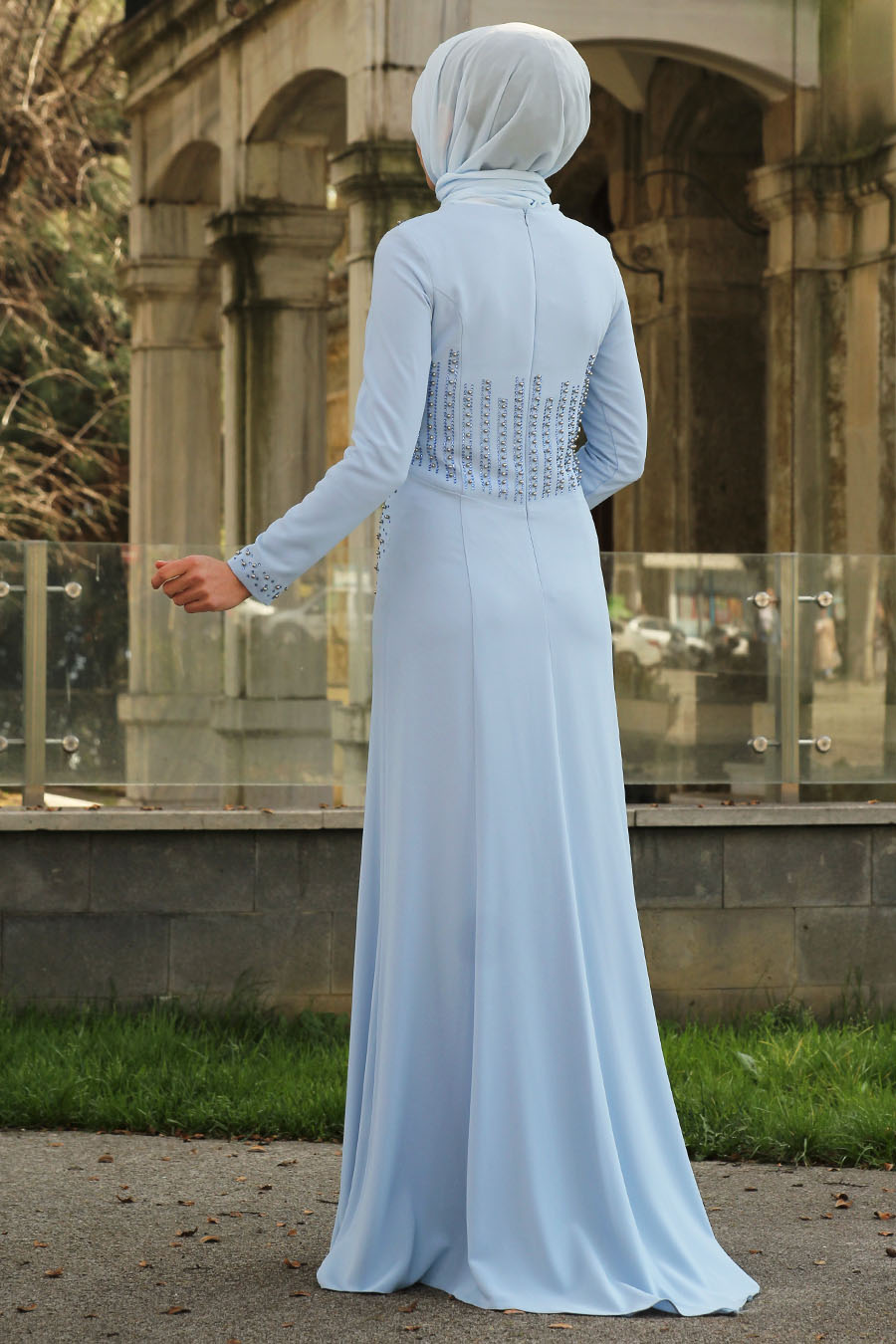 ICE BLUE EVENING DRESS