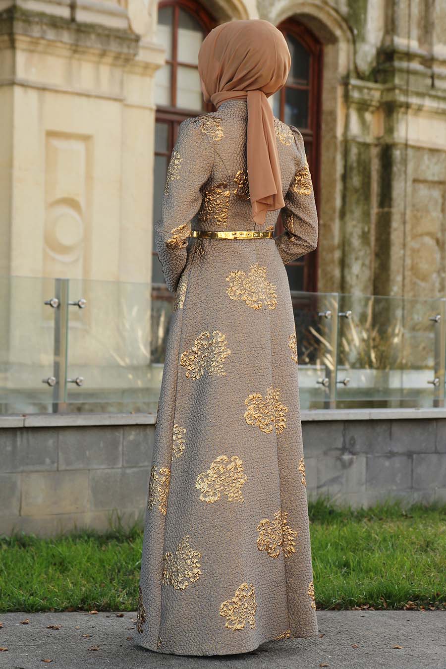 PATTERNED VISON COLOR EVENING DRESS