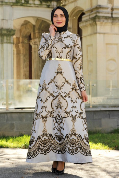 PATTERNED EVENING DRESS