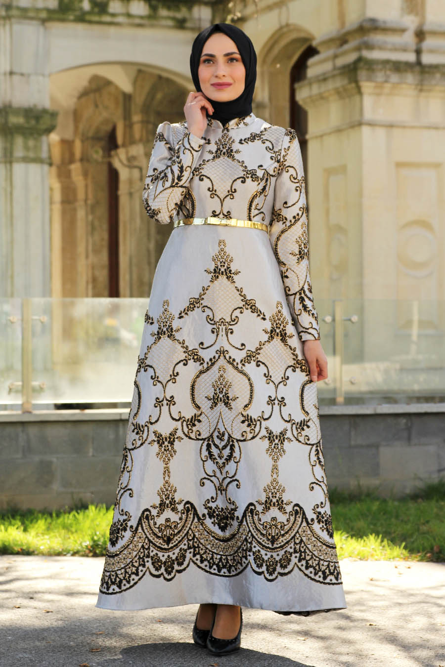 PATTERNED EVENING DRESS