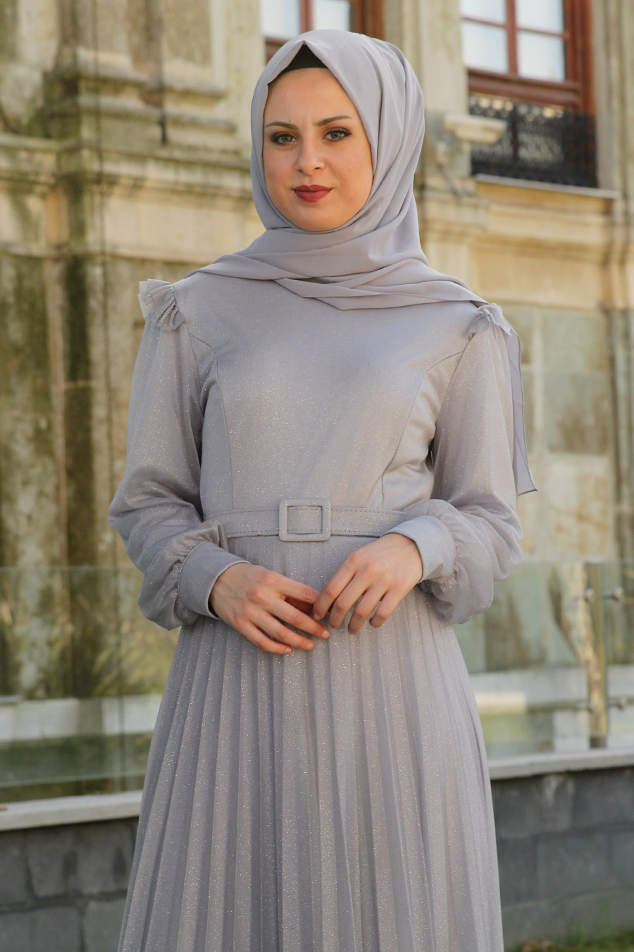 SILVERY GREY EVENING DRESS