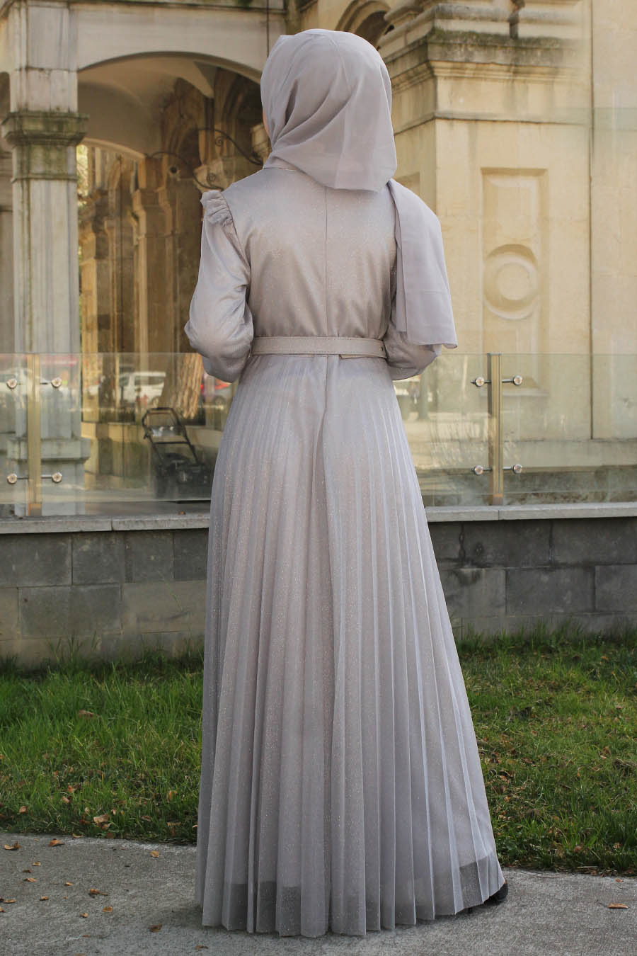 SILVERY GREY EVENING DRESS