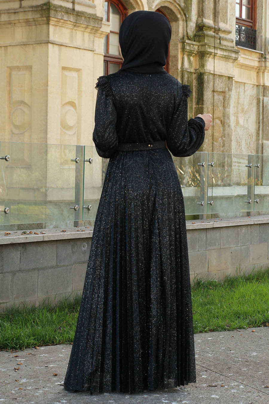 SILVERY BLACK EVENING DRES