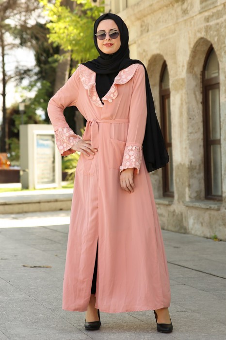 SALMON COLOR ABAYA 