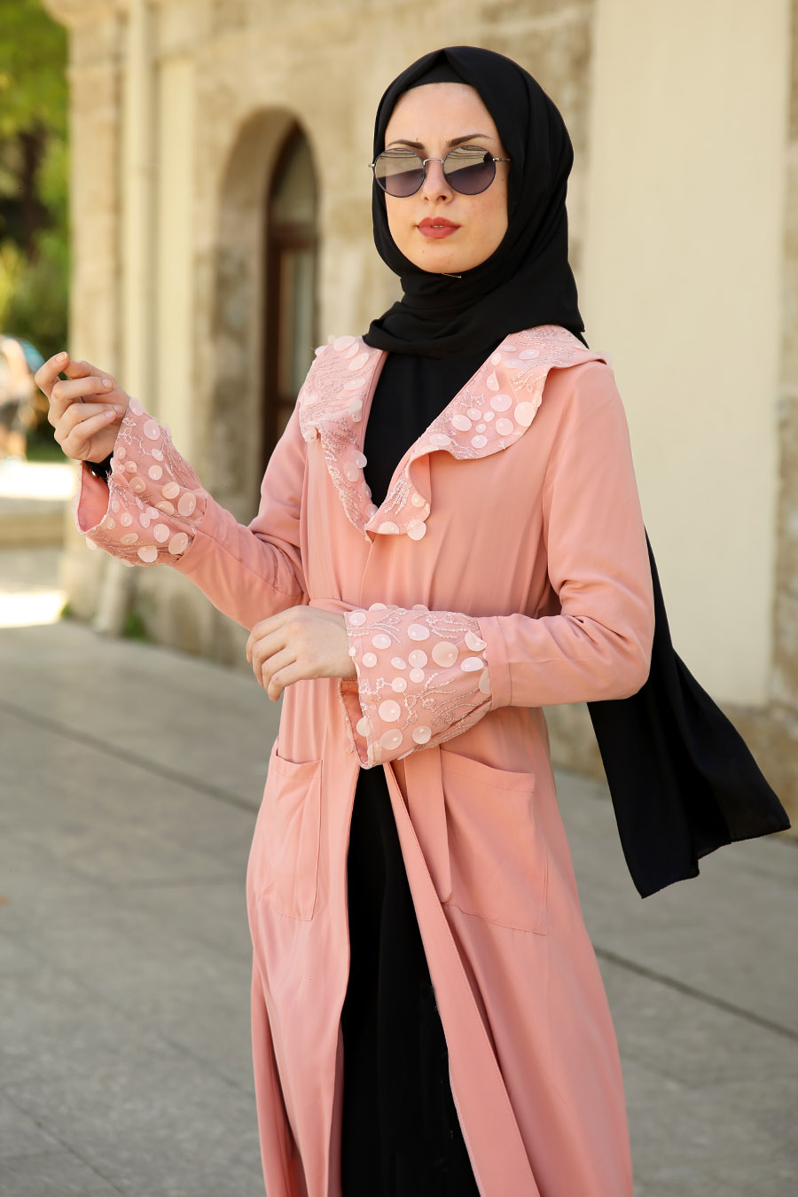 SALMON COLOR ABAYA 