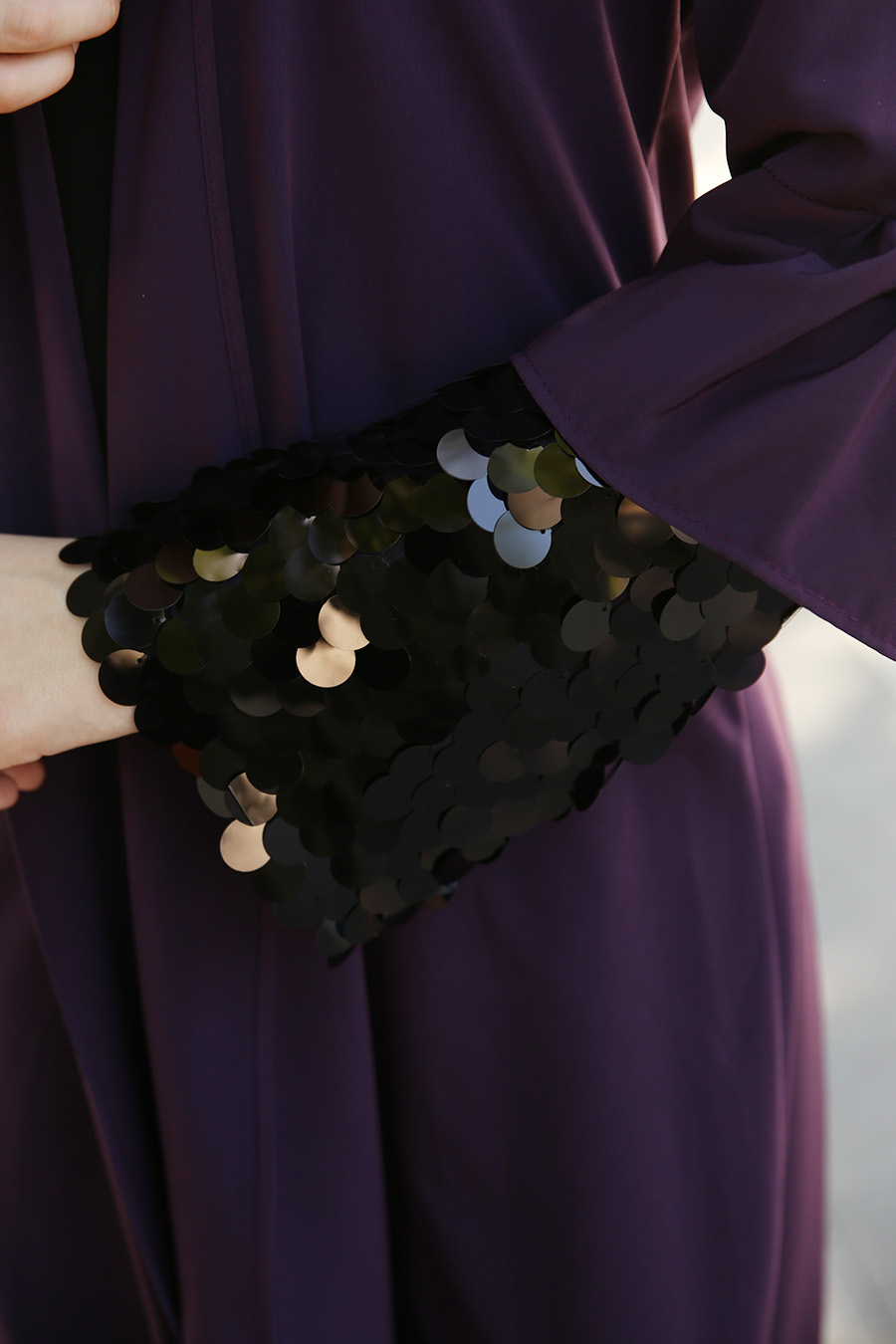 SEQUIN DETAILED PURPLE ABAYA