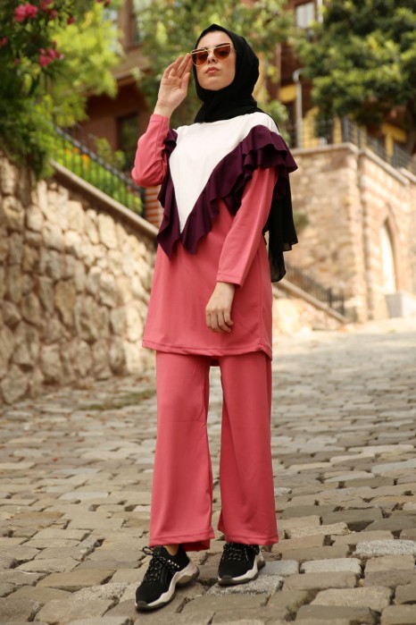 ROSE COLOR TUNIC AND PANT SUIT 