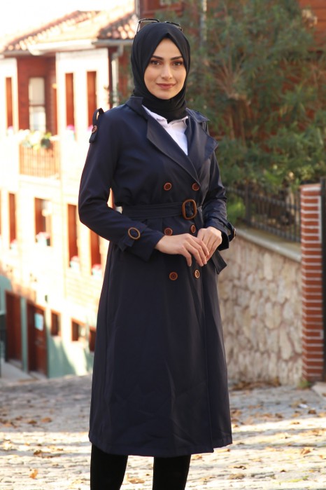 TRENCH COAT - NAVY BLUE