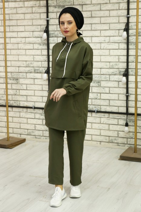 KHAKI TUNIC AND PANT SUIT 