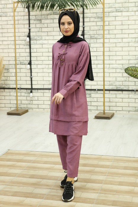 ROSE COLOR TUNIC AND PANT SUIT 
