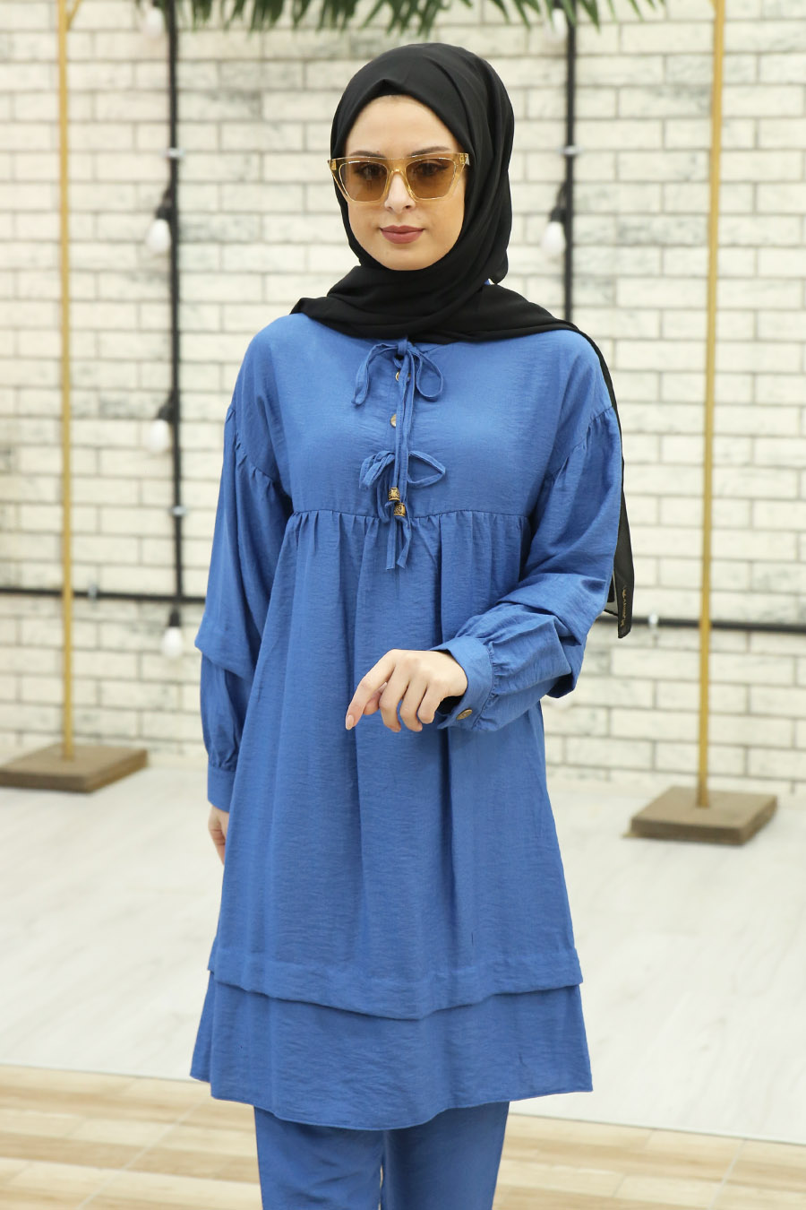 INDIGO COLOR TUNIC AND PANT SUIT 