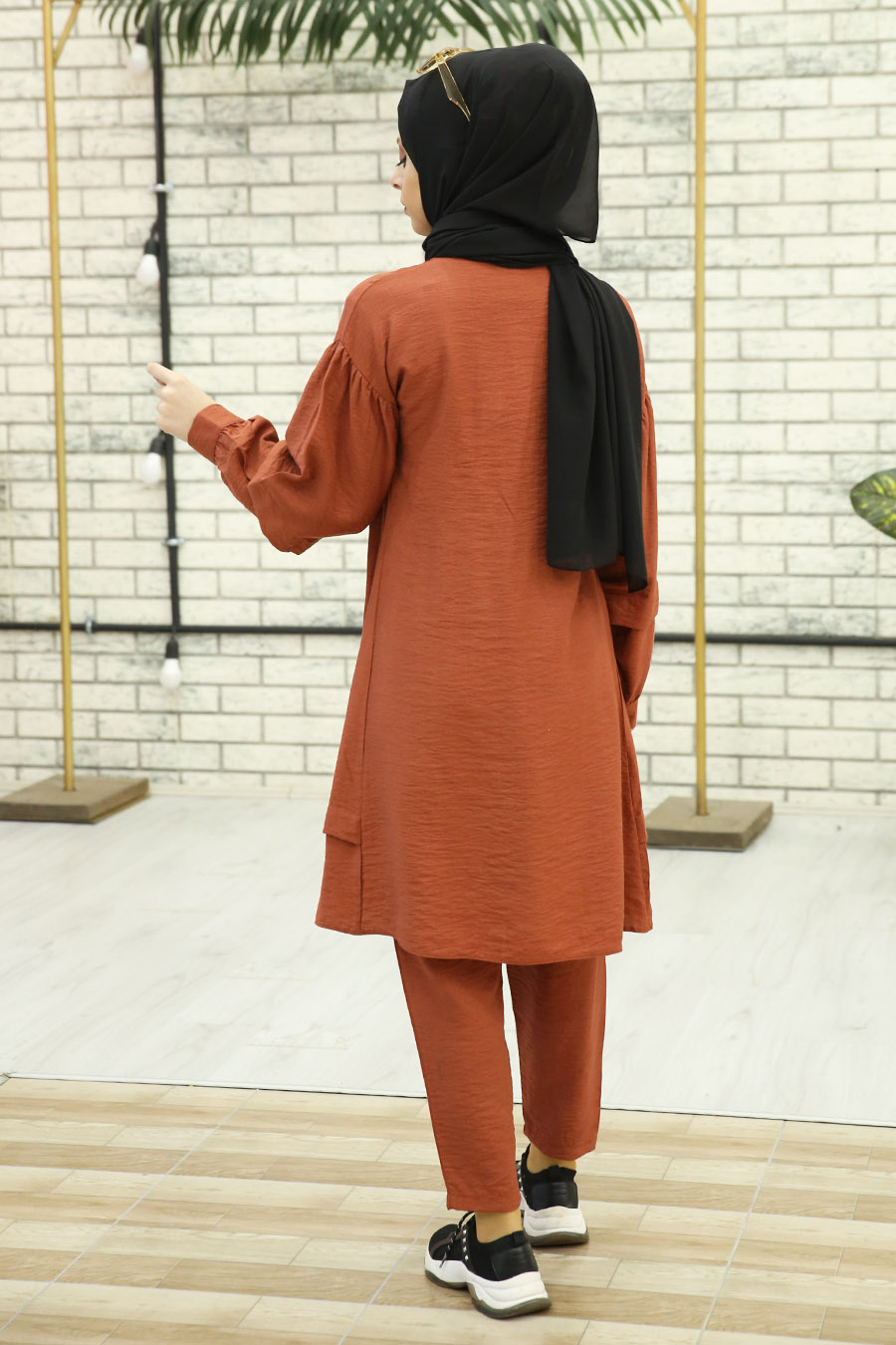 BRICK COLOR TUNIC AND PANT SUIT 