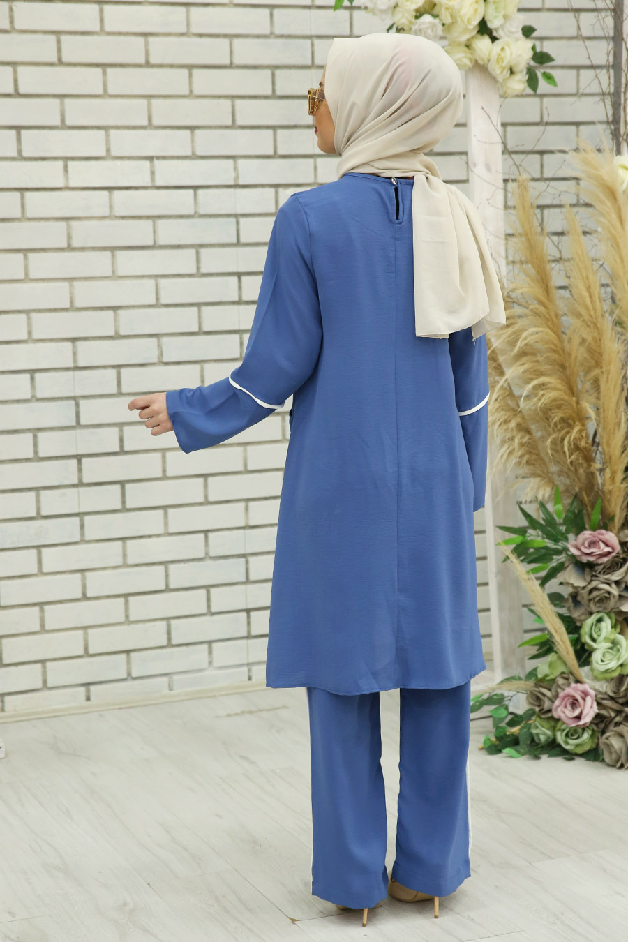 INDIGO COLOR TUNIC AND PANT SUIT 