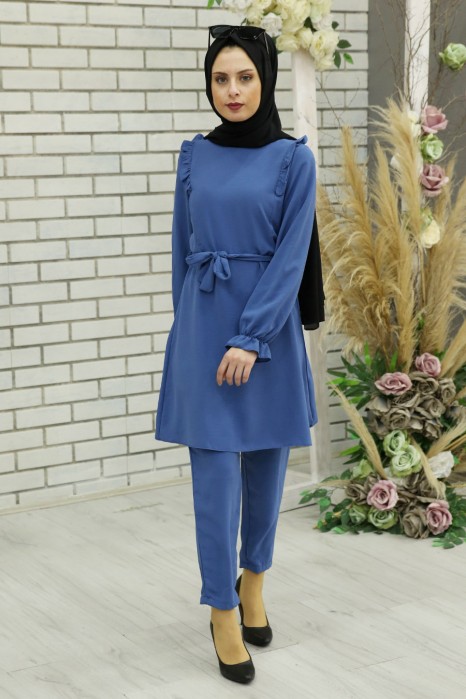 INDIGO COLOR TUNIC AND PANT SUIT 
