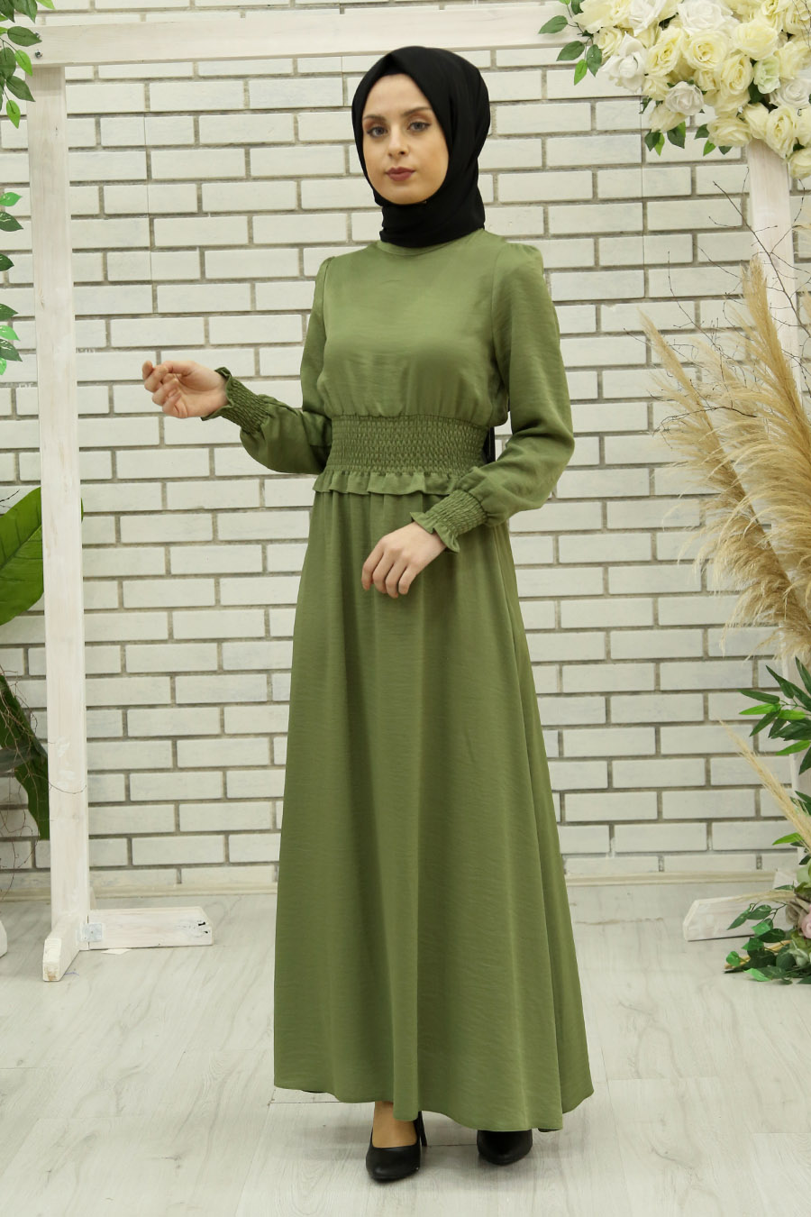 OIL GREEN DRESS