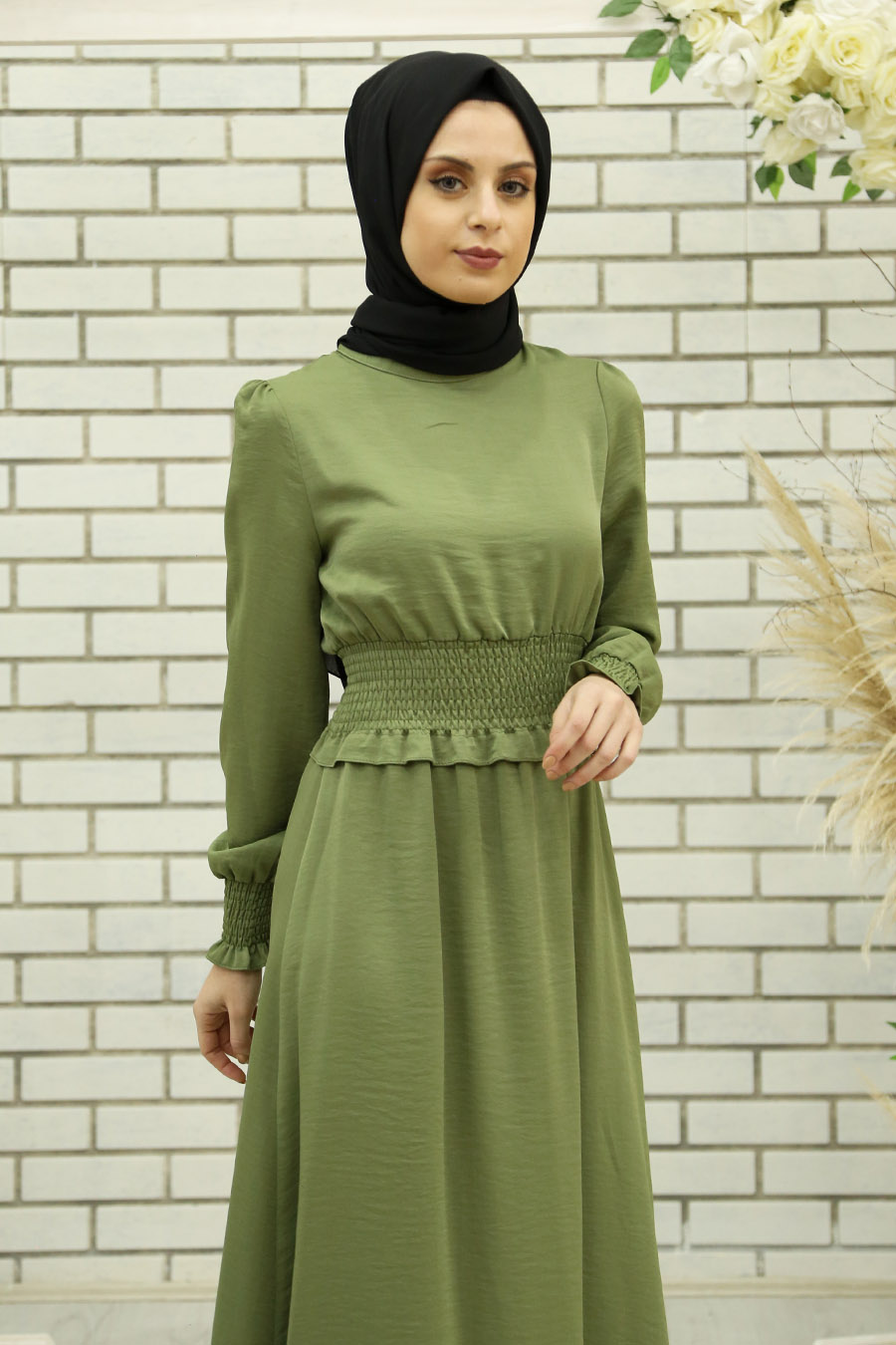 OIL GREEN DRESS