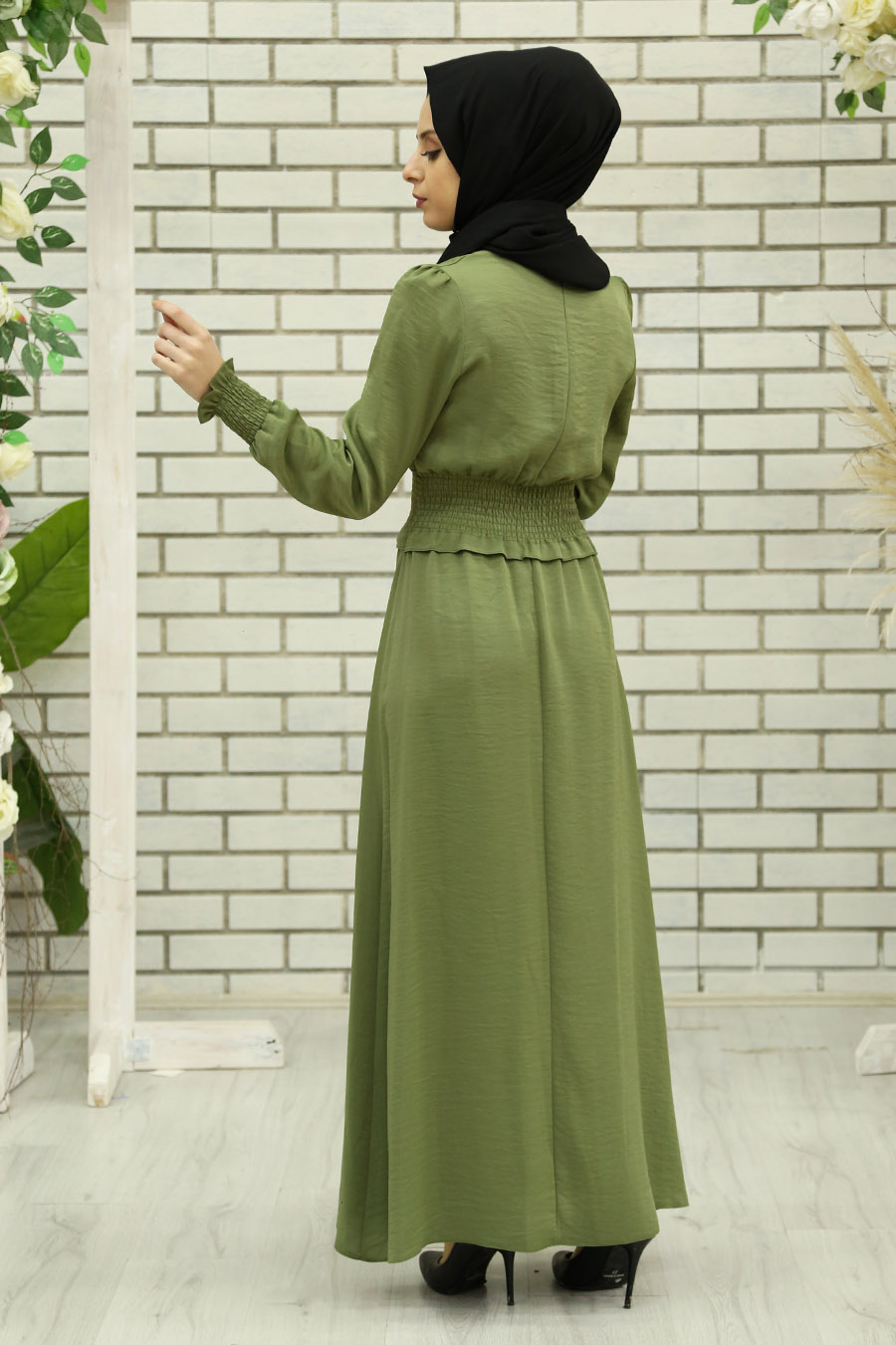 OIL GREEN DRESS