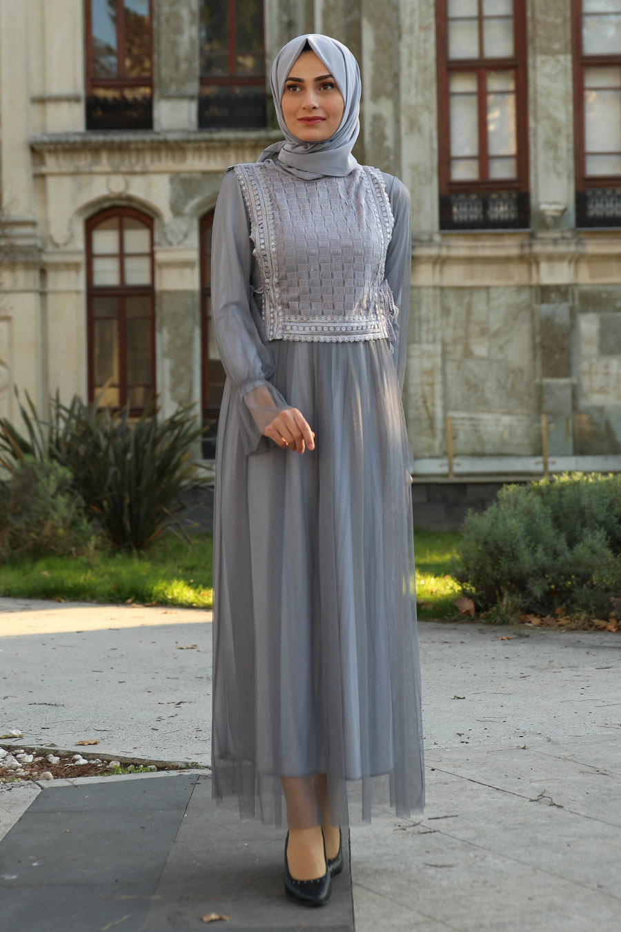GREY EVENING DRESS