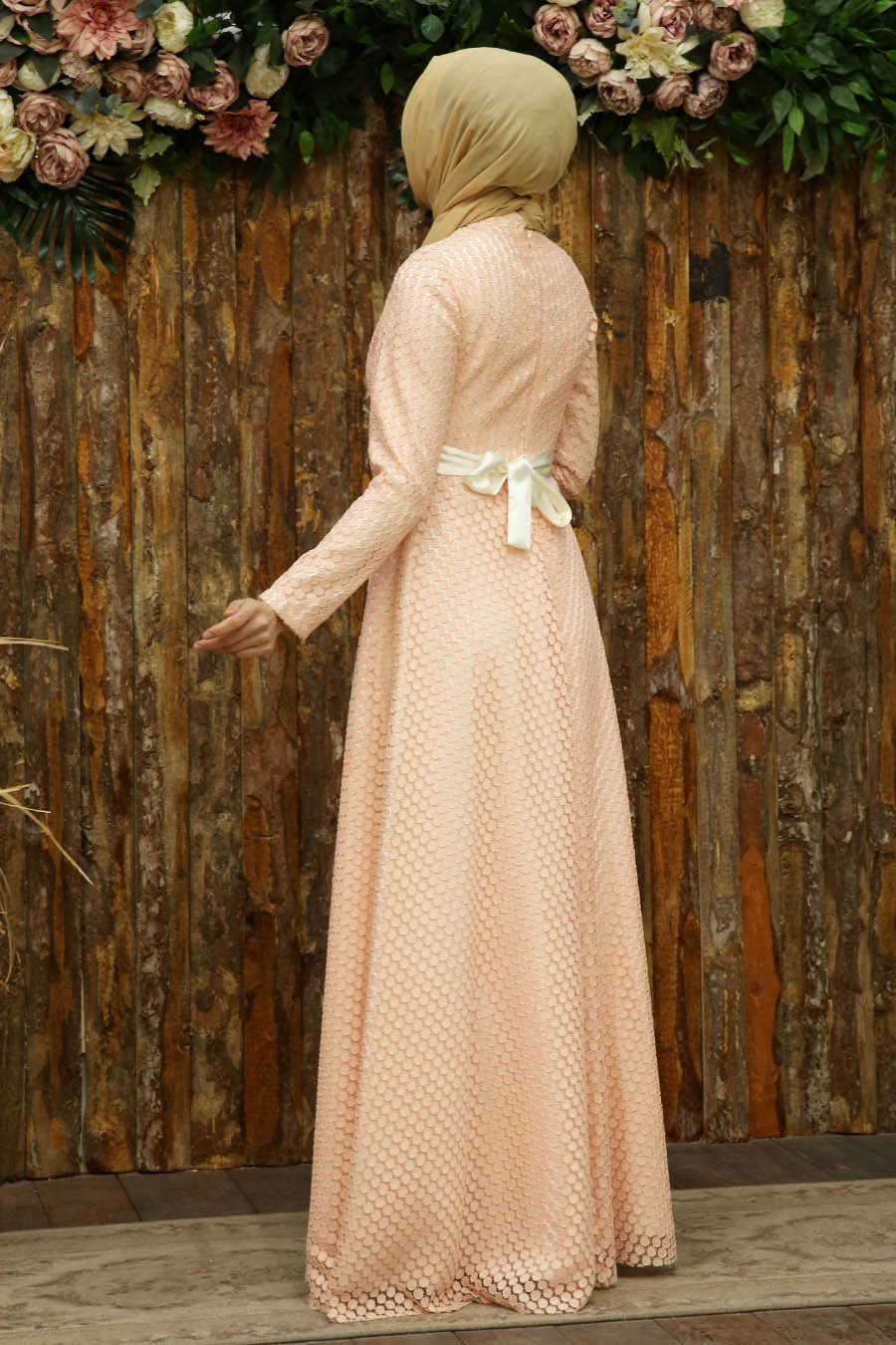 SALMON COLOR EVENING DRESS
