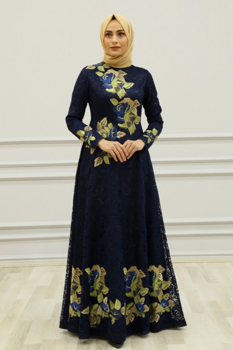 NAVY BLUE EVENING DRESS 