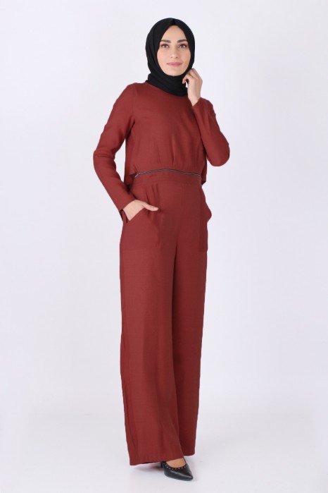BRICK COLOR JUMPSUIT