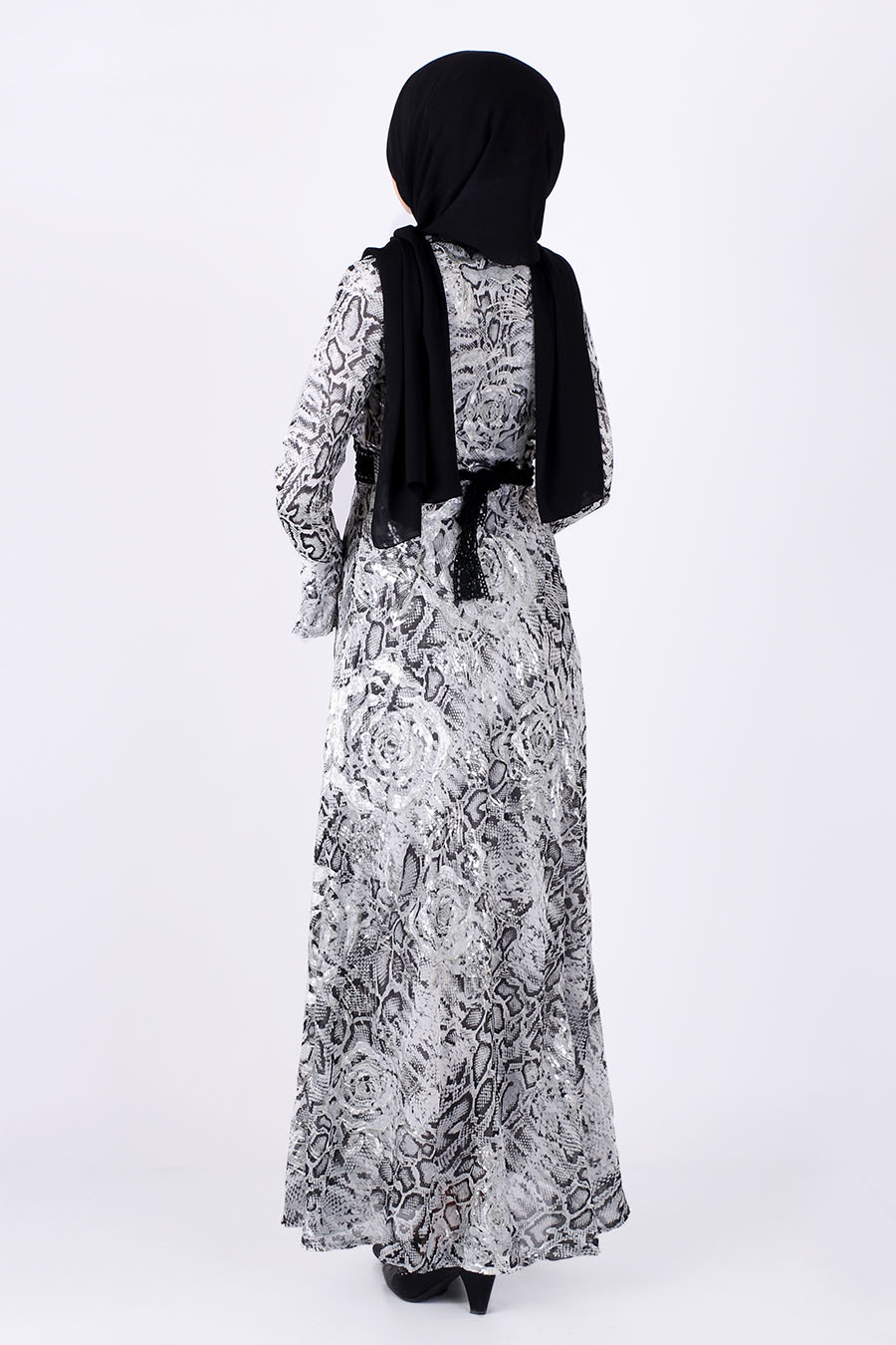 LEOPAR PATTERNED GREY DRESS